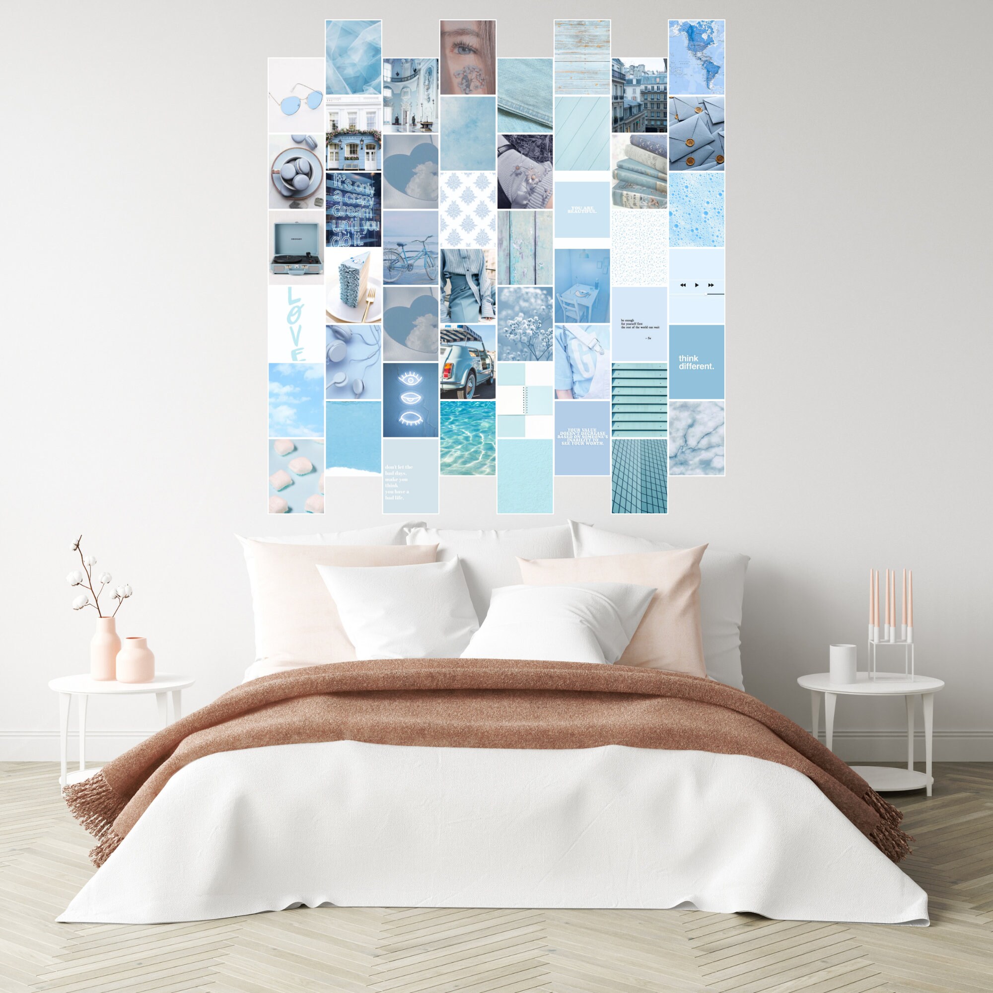 Light Blue Wall Collage 50 photo Bundle Room Aesthetic Etsy