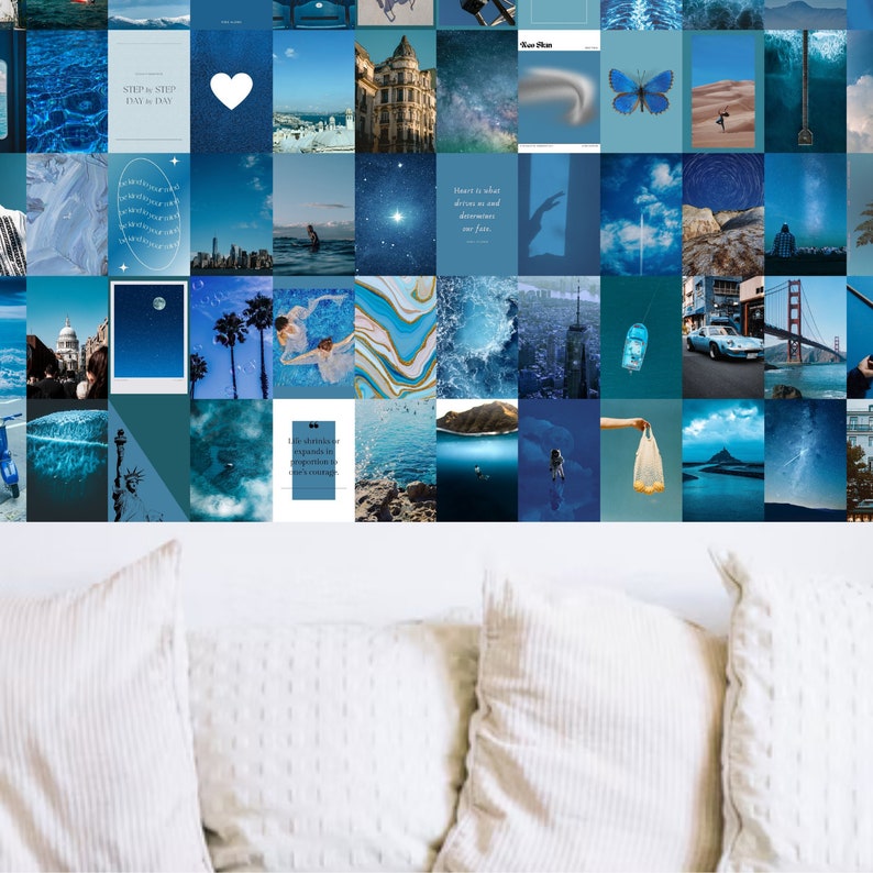 Blue Wall Collage 100 Photo Bundle Photo Collage Wall Etsy