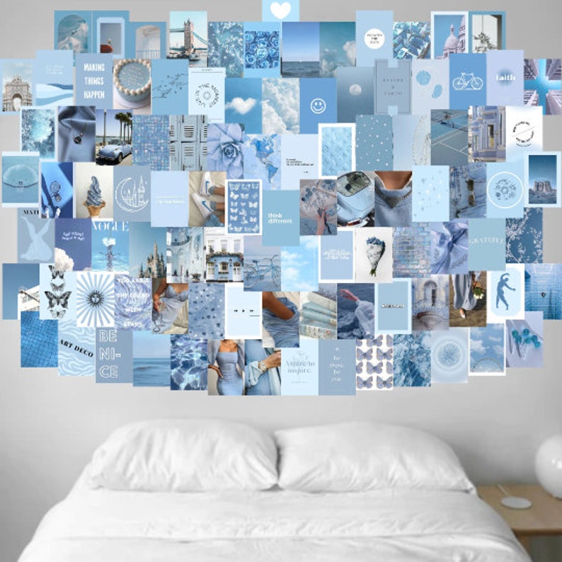 PRINTED Light Blue Wall Collage 25 100 8x11 Prints Etsy