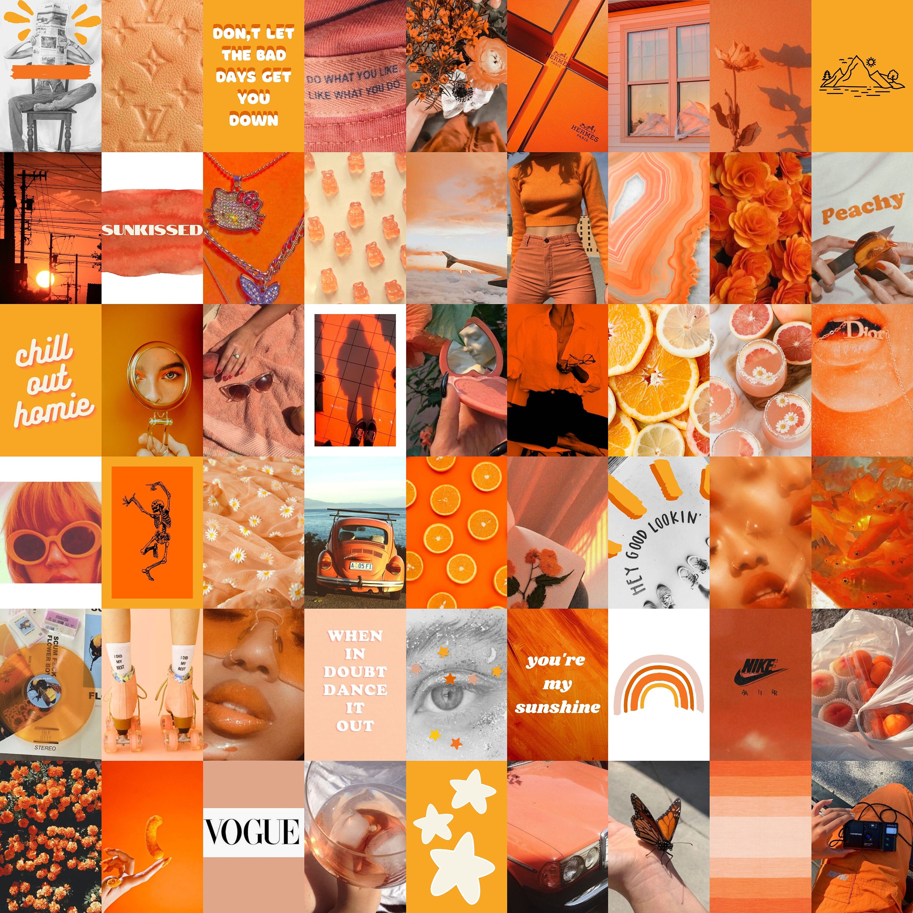Mailed Orange Aesthetic Wall Collage 50 100 Photos Photo Etsy