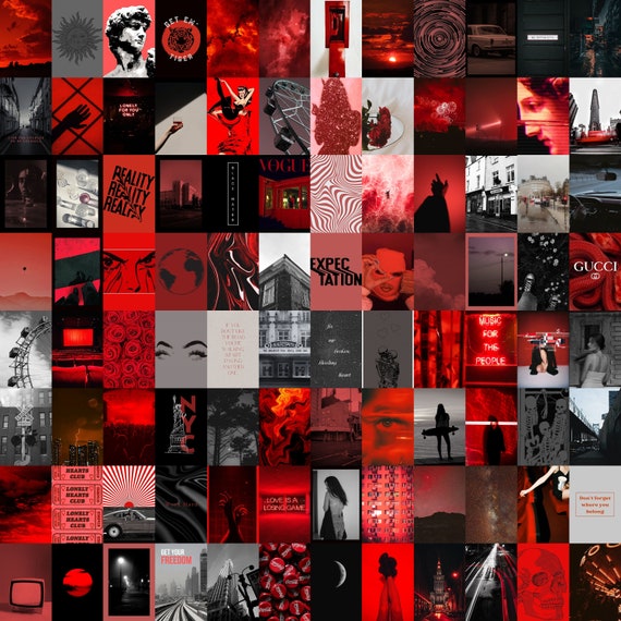 Mailed Dark Red Grunge Wall Collage 50 100 Photos Photo | Etsy