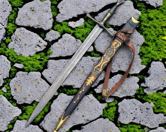 Handmade Damascus Medieval Longsword | Viking Hand Forged Steel Sword | Custom Fantasy Replica Blade | Groomsman Gift for Him
