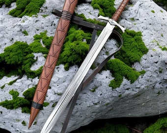 Hand Forged Medieval Arming Sword | Carbon Steel Full Tang Knight Sword with Scabbard | Collector Gift for Him