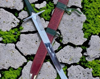 Handmade Falchion Sword, High Carbon Steel Medieval Sword 40 Inch, Hand Forged Knight Sword Leather Scabbard, LARP Cosplay Gift for Him