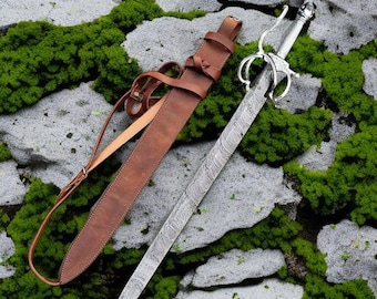 Hand forged Damascus Rapier Sword | Wall Hanging Sword, Elven Decor, Groomsman Gift, Viking Replica, Anniversary Gift Him
