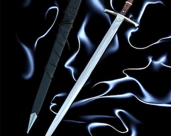 Hand-Forged Medieval Longsword: Carbon Steel with Leather Scabbard