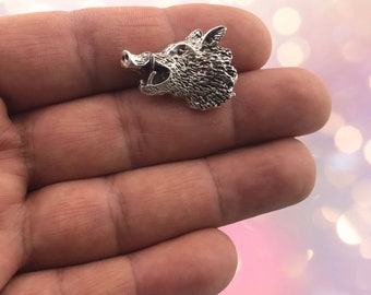 Hunter’s Lapel Brooch Pin Badge Boar Silver Antique Tone