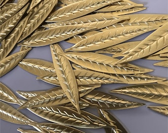Olive Tree Leaf Vintage Lot of (10 pieces) Stamping Brass Jewelry Findings 59X11 mm ST171