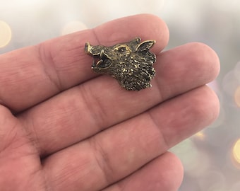 Hunter’s Lapel Brooch Pin Badge Boar Antique Brass
