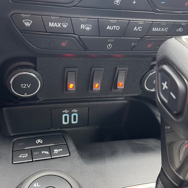 Ford Ranger toggle/rocker switch panel with toggles. Fits 2019-2023 Rangers. Customs available.