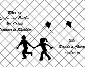 Hermana y hermano Stand hombro a hombro digital Descargar SVG