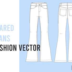 Flared Jeans Technical Drawing - Etsy
