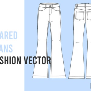 Flared Jeans Technical Drawing - Etsy