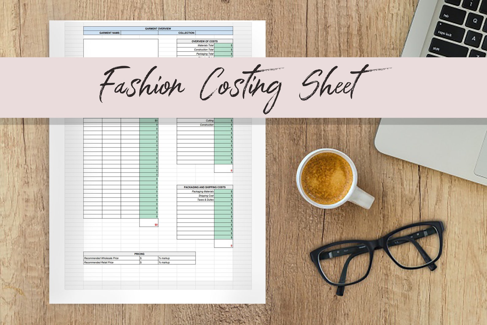 Cost Sheet Template Fashion Template Etsy