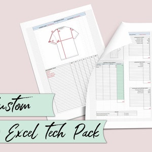 Custom Excel Tech Pack - Detailed Tech Pack with Custom Technical Drawing
