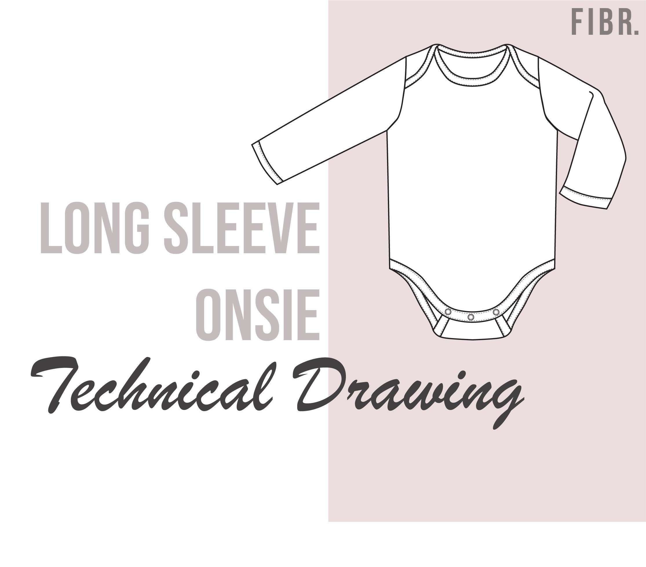 Technical Drawing - Long Sleeve Baby Onesie