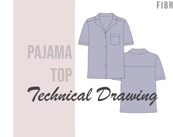 Pajama Top- PJ Shirt Technical Drawing