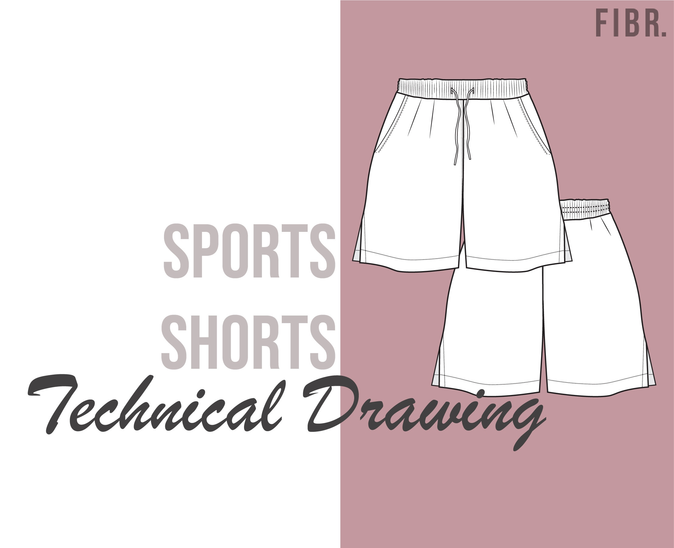 Sports Shorts Fashion Vector - Technical Drawing - Etsy Canada