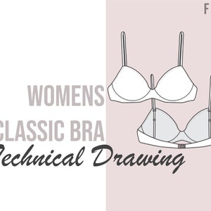 Women&#39;s Bra Technical Drawing - Fashion Flat