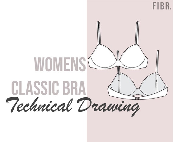Women's Bra Technical Drawing Fashion Flat 
