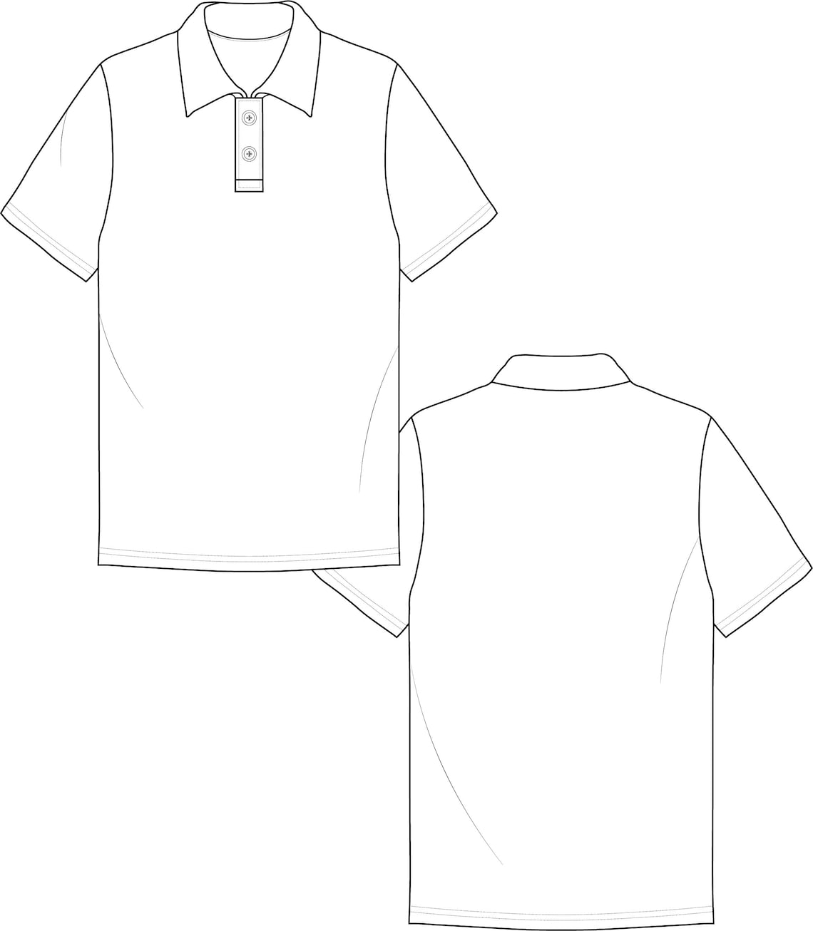 Polo Shirt Fashion Flat Technical Drawing Download - Etsy