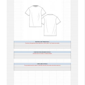 May include: A technical drawing of a t-shirt design with the text "GARMENT NAME: T-Shirt Style One" and "COLLECTION: Pastel Collection". The drawing shows the front and back views of the t-shirt.