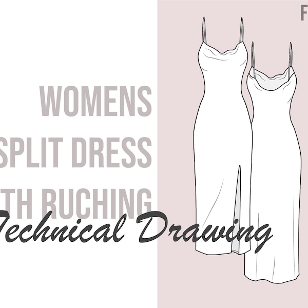 Women's Dress Technical Drawing - Fashion Flat