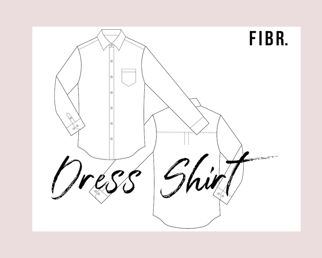 Men s Dress Shirt Technical Drawing Fashion Flat Etsy