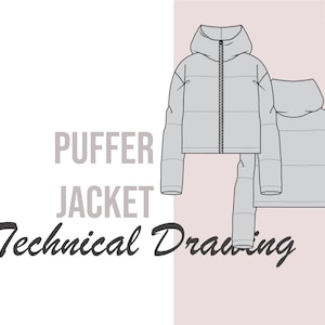 Puffer Jacket Fashion Flat - Technical Drawing Download