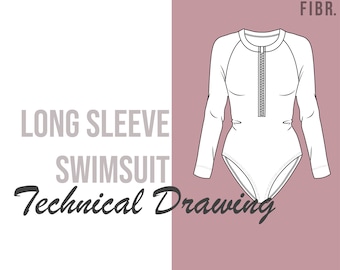 Swimsuit Technical Drawing - Fashion Vector
