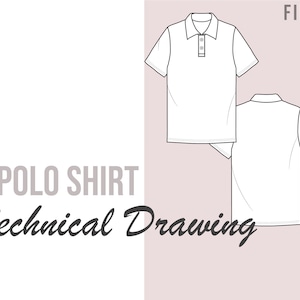 Polo Shirt Fashion Flat - Technical Drawing Download