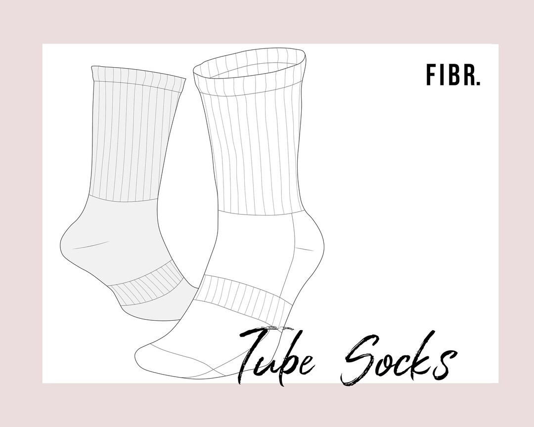 Tube Socks Technical Drawing Fashion Flat Etsy