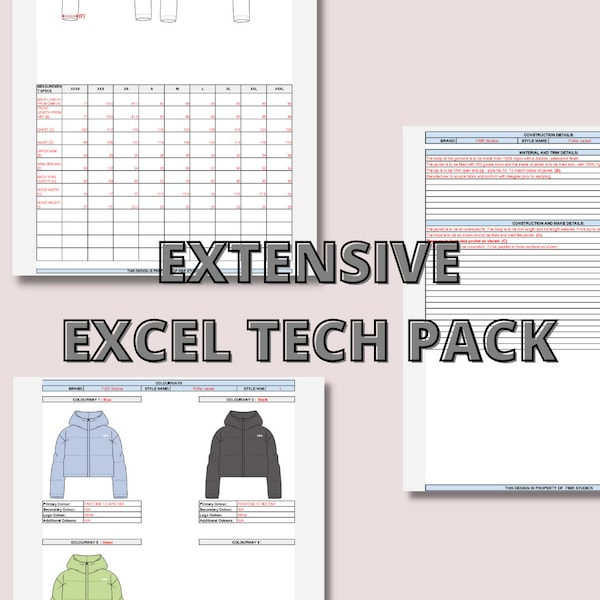 Extensive EXCEL Tech Pack Template - Blank with Instructions