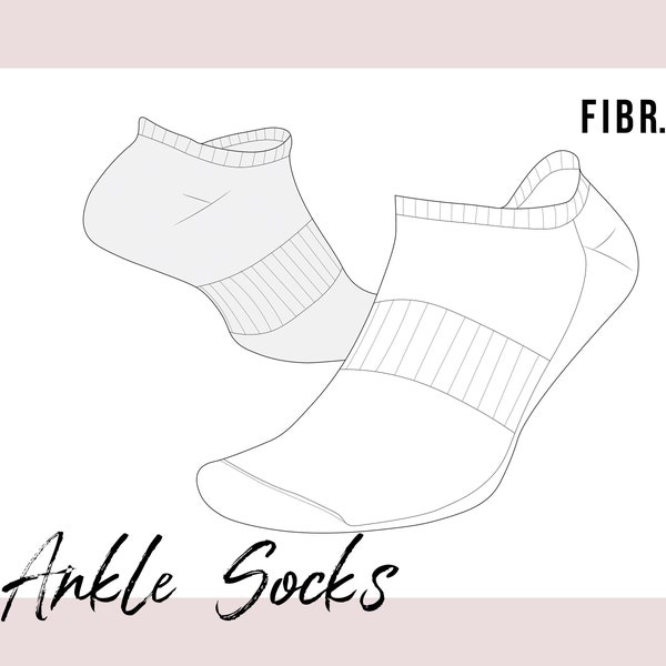 Unisex Ankle Socks Technical Drawing - Fashion Flat