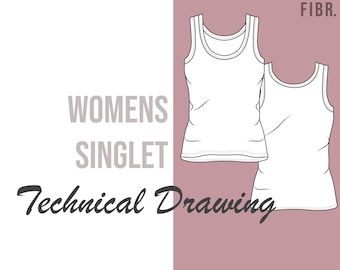 Women's Singlet - Technical Drawing