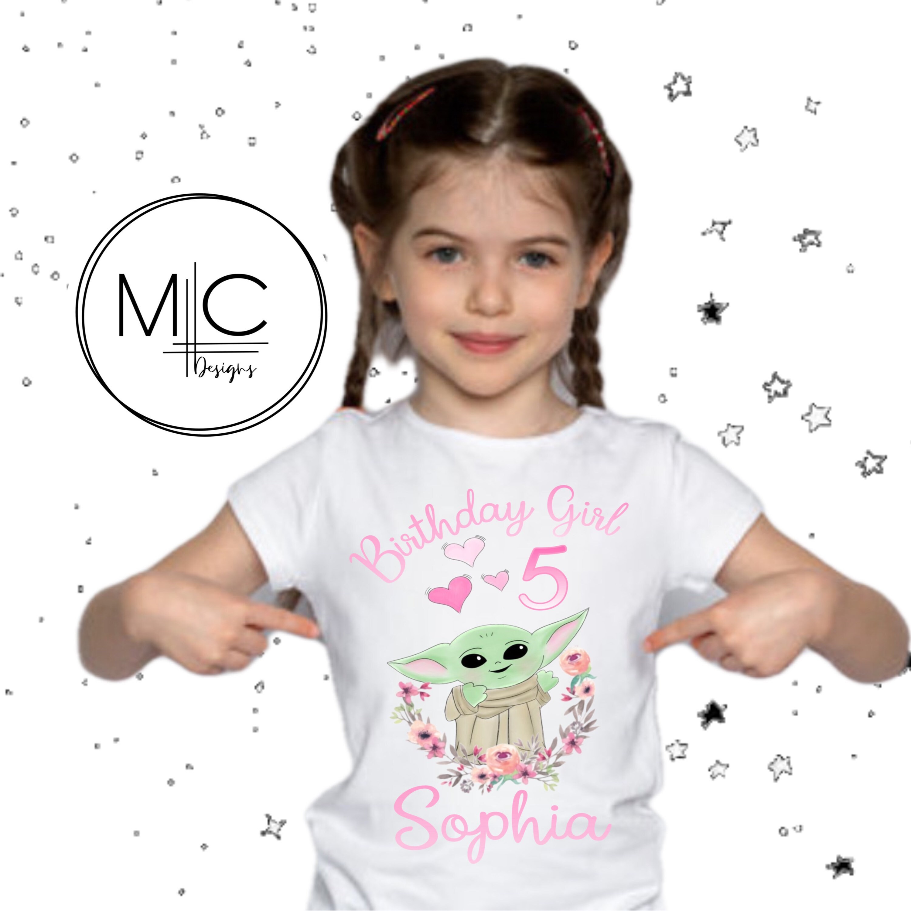 Baby yoda birthday shirt girl Clearance