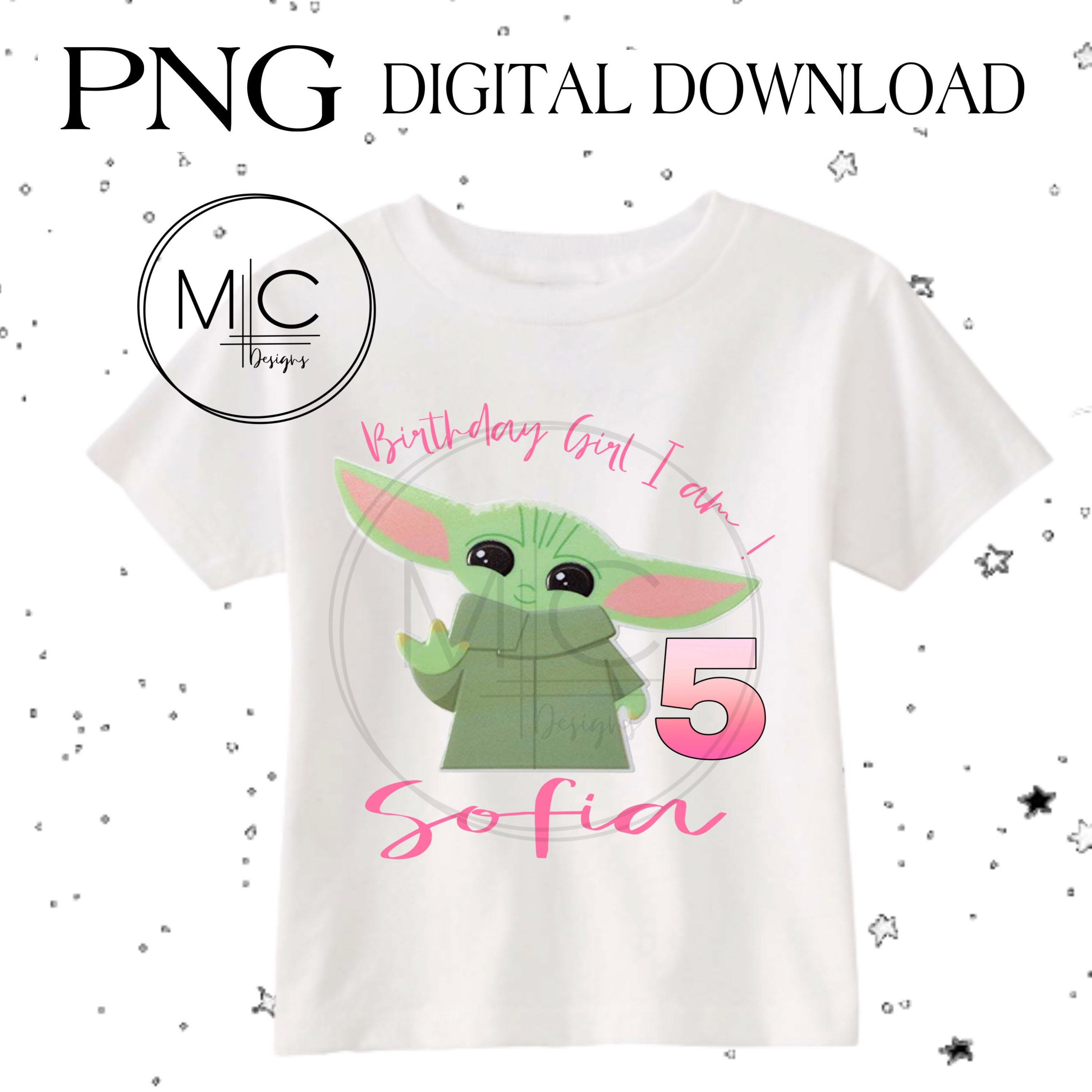 Baby yoda birthday shirt girl Clearance