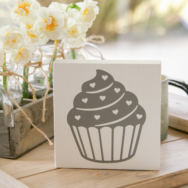 Minischild ''Cupcake'', Küchenschild, Holzaufsteller, Küchendeko, Landhausküche, Einzug, Geschenk