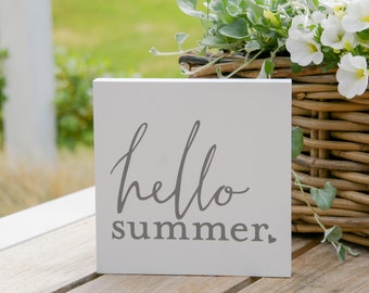 Holzaufsteller ''Hello Summer'', Sommerdeko, Sommerschild, Landhaus Dekoration, Minischild, Holzdeko