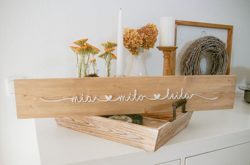 Personalisiertes Holzschild mit Wunschname in 3D, Schild mit Schriftzug, Namensschild, Familienschild, Geschenk Einzug Bild 2