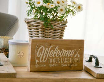 Wooden sign summer ''Lake House'', maritime decoration, summer sign, summer decoration, mini sign, country house decoration