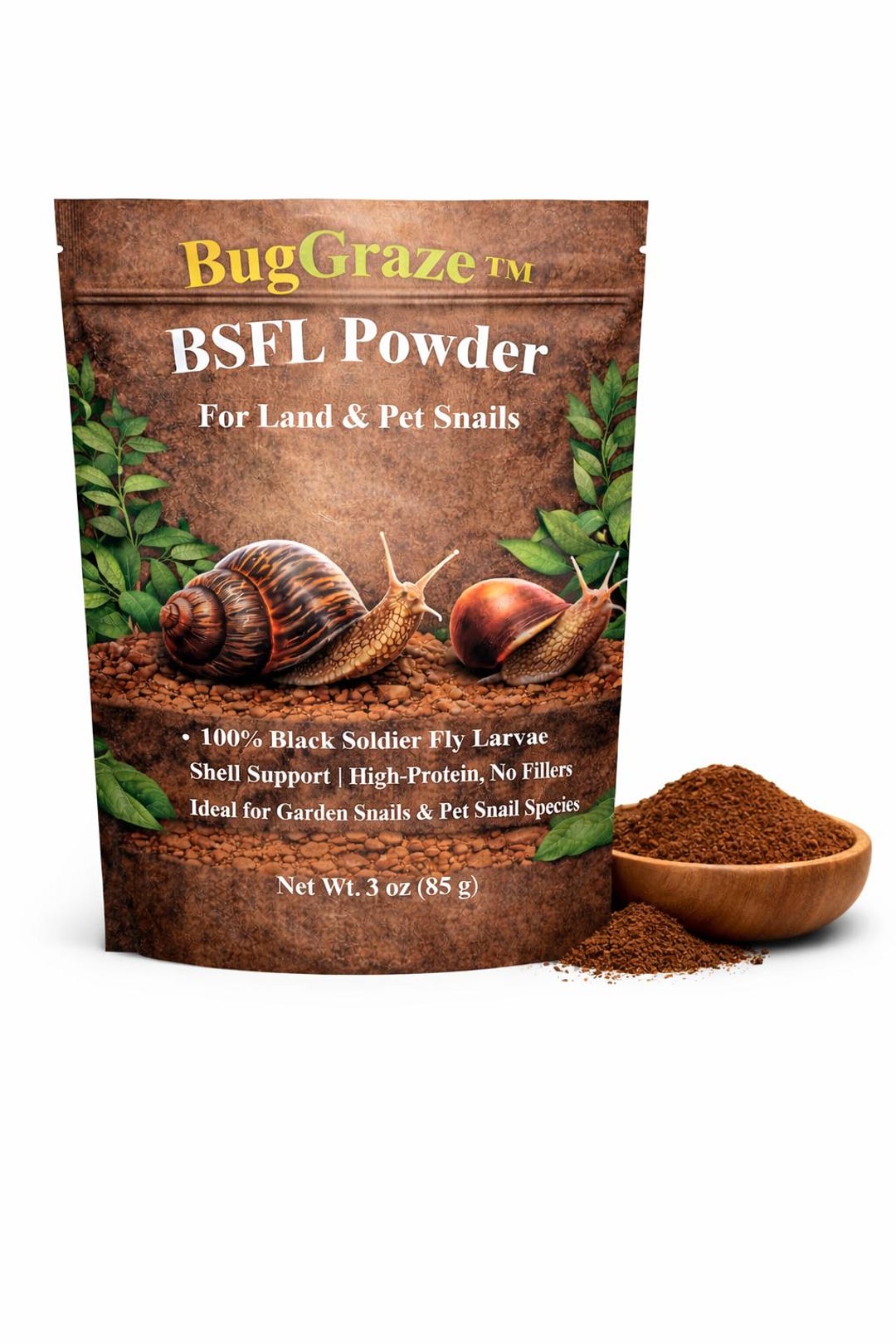 High Calcium Land Snail Food Powder | Natural BSFL Protein for Pet ...