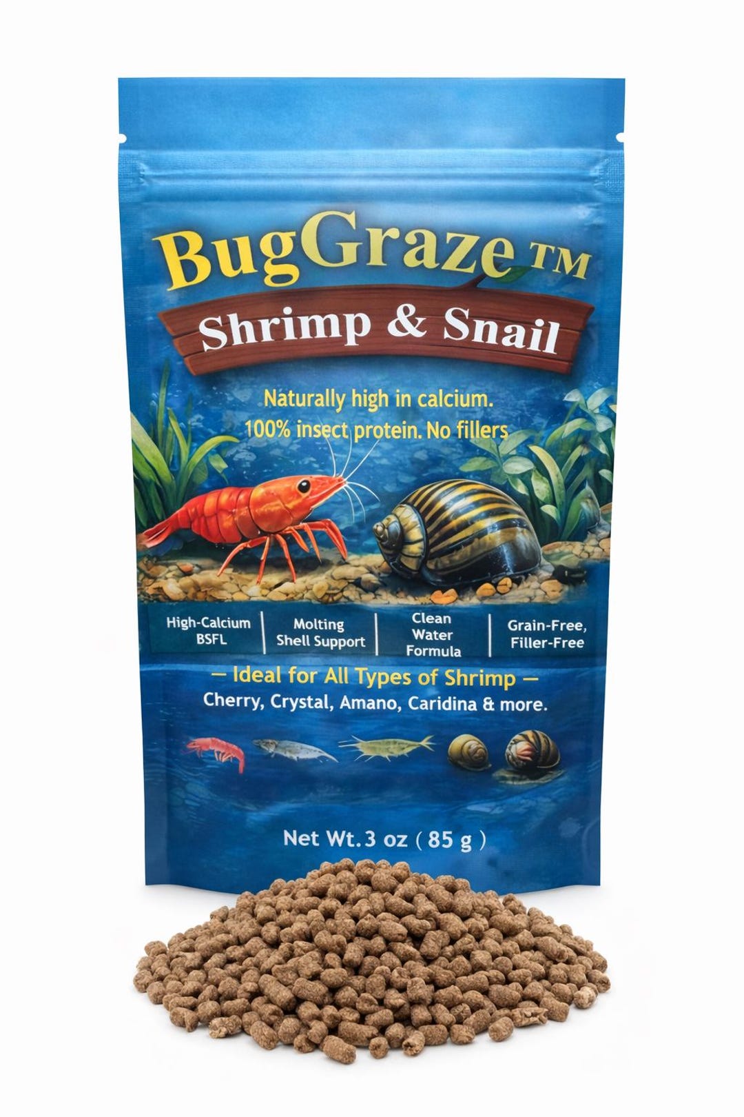 Premium Snail & Shrimp BSFL Pellets | High Calcium Protein Food for ...