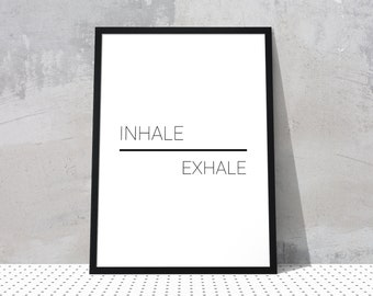 Adem uit Uitadembare muurkunst, slaapkamermuurkunst, set van twee prints, adem uit uit- en adem print, yogaposter, slaapkamermuur kunst, Boho Print
