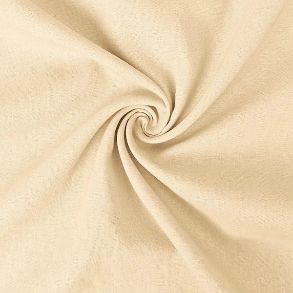 Linen fabric plain light beige, 100% linen