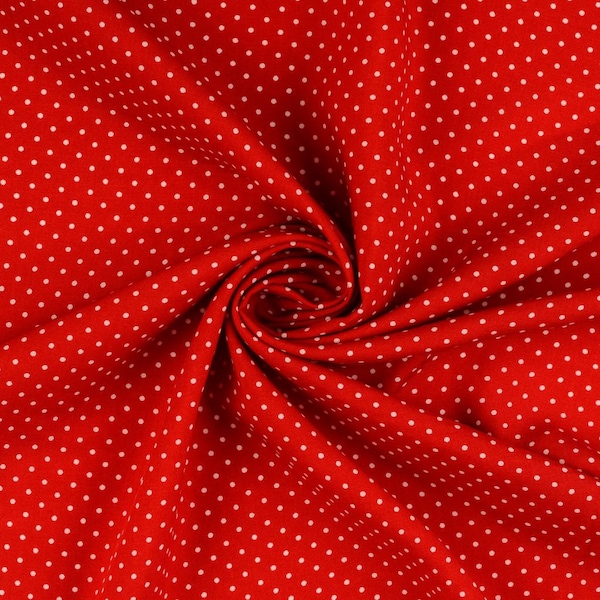 Viscose woven fabric red with white dots - 100% viscose