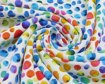 Cotton jersey fabric digital print "Happy Dots", colorful dots | New collection 2024
