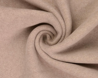 Cotton fleece fabric plain sand - 100% cotton