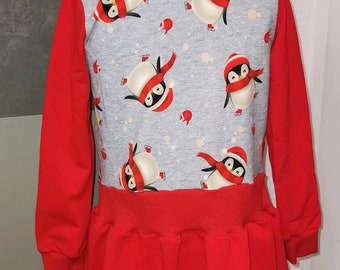 Handmade dress Christmas French Terry penguin in size. 104