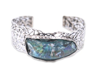 925 silver roman glass bracelet, handmade jewelry, ,Ancient Roman Glass jewelry,Israeli jewelry, gift for her, xmas gift